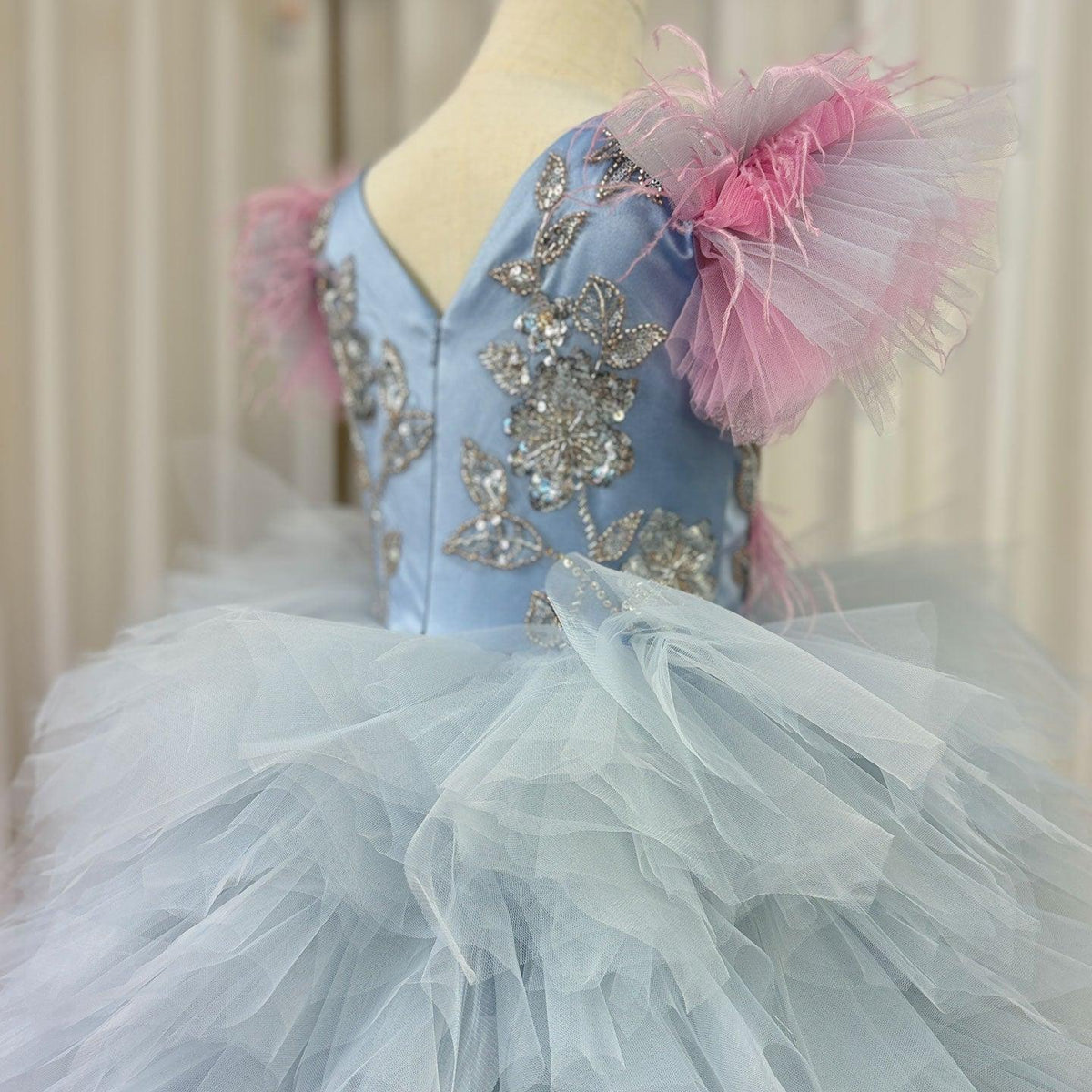 Jill Wish Luxury Girl Dress Feathers Beading Princess Prom Gown J163