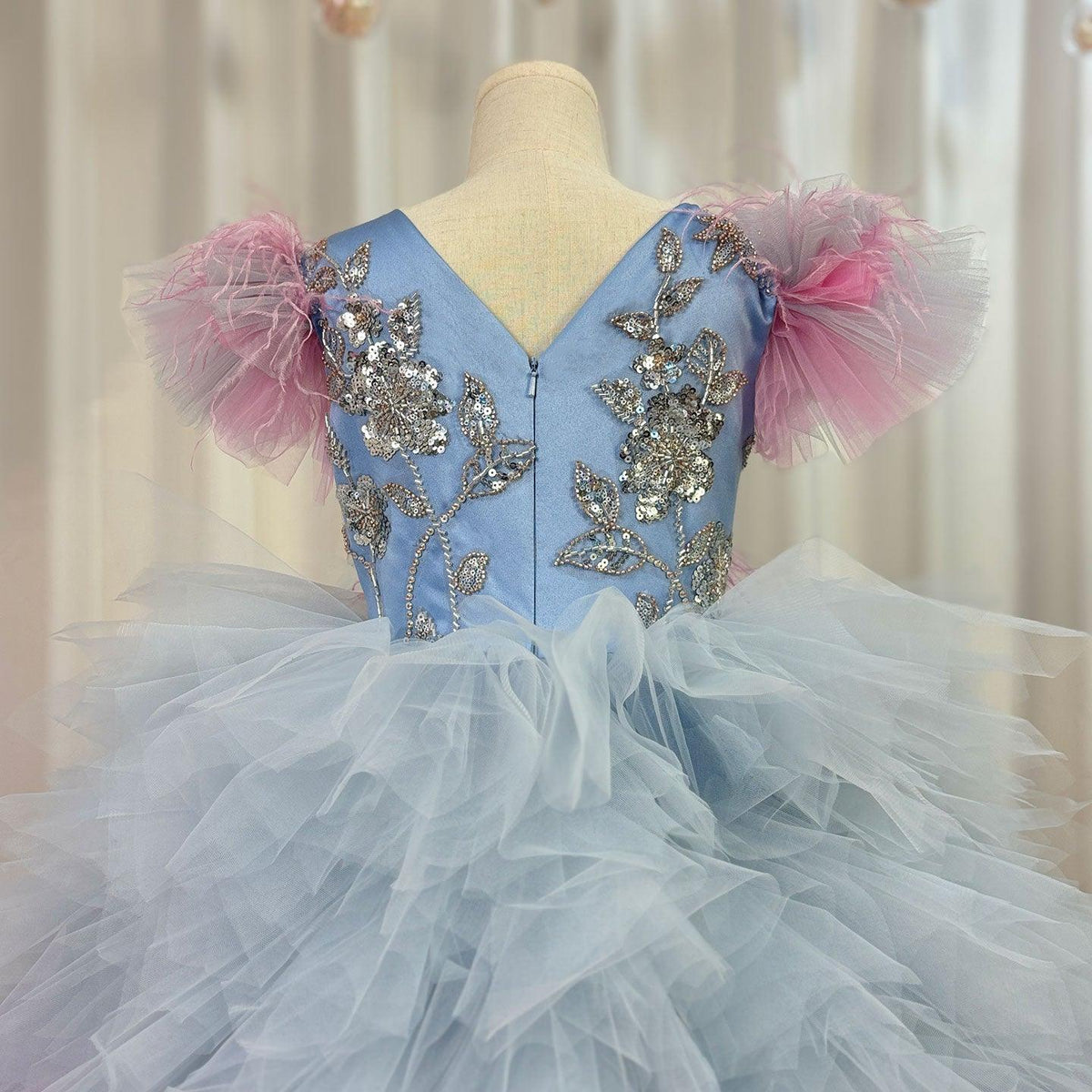Jill Wish Luxury Girl Dress Feathers Beading Princess Prom Gown J163