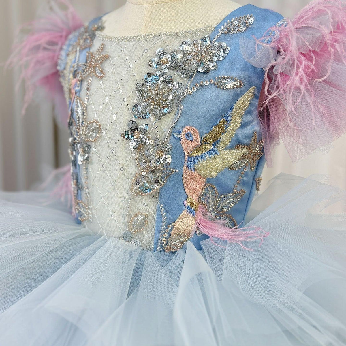 Jill Wish Luxury Girl Dress Feathers Beading Princess Prom Gown J163