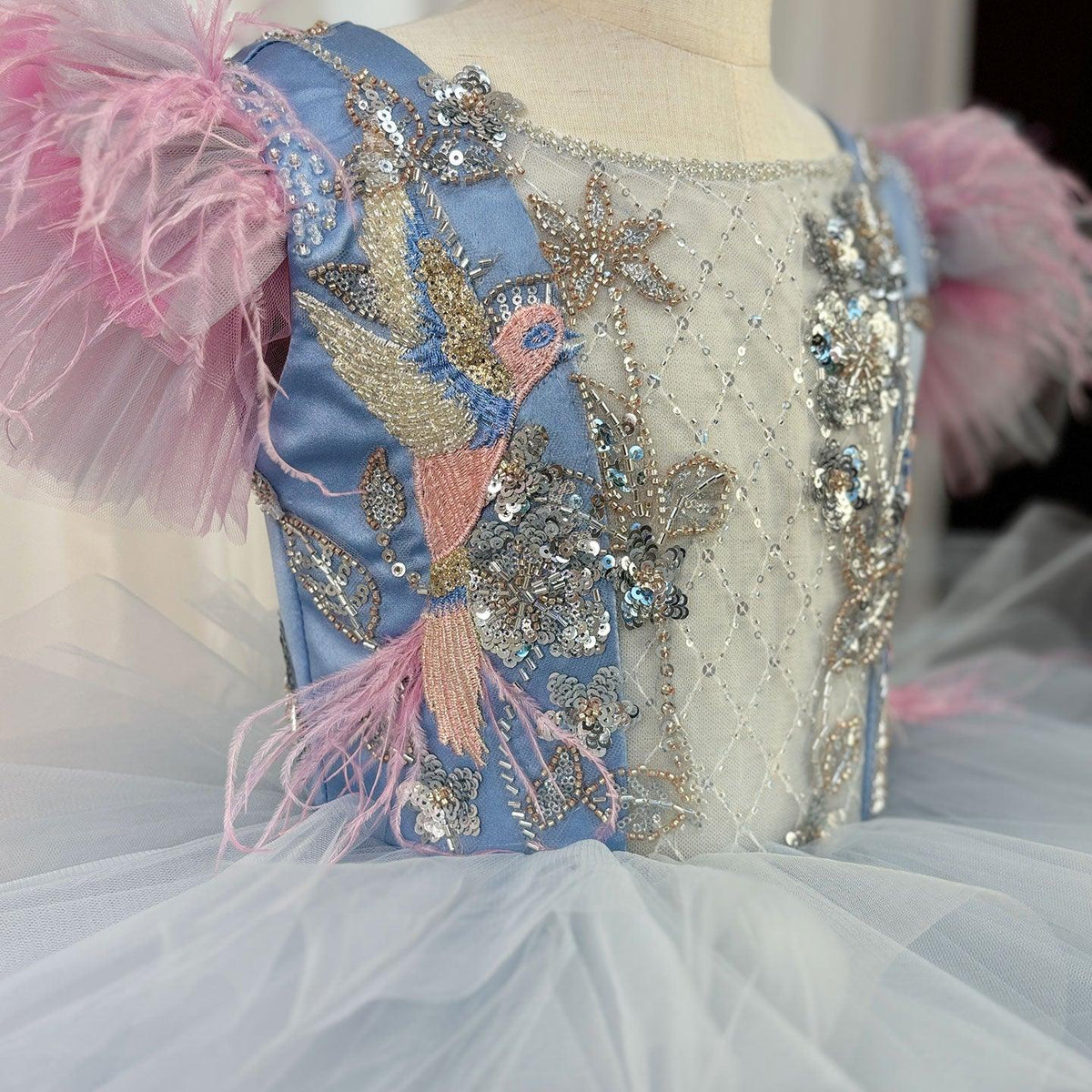Jill Wish Luxury Girl Dress Feathers Beading Princess Prom Gown J163
