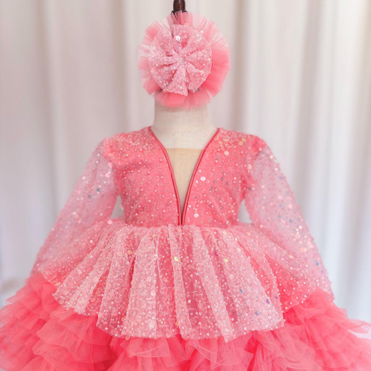Jill Wish Luxury Girl Dress Sequined for Baby Kids Birthday Wedding Party J152