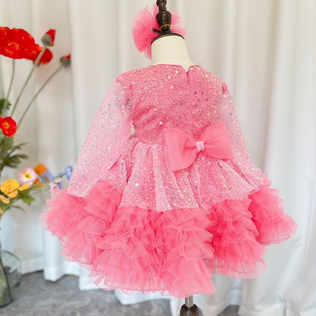 Jill Wish Luxury Girl Dress Sequined for Baby Kids Birthday Wedding Party J152