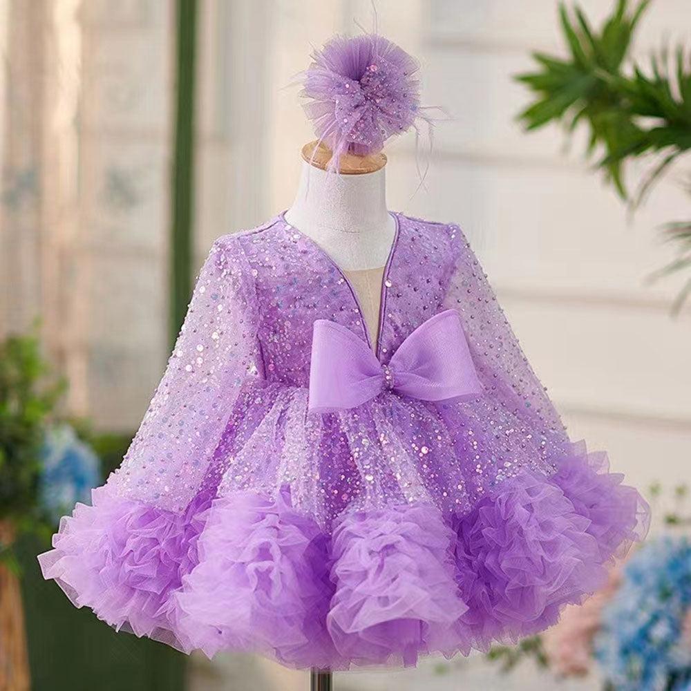 Jill Wish Luxury Girl Dress Sequined for Baby Kids Birthday Wedding Party J152