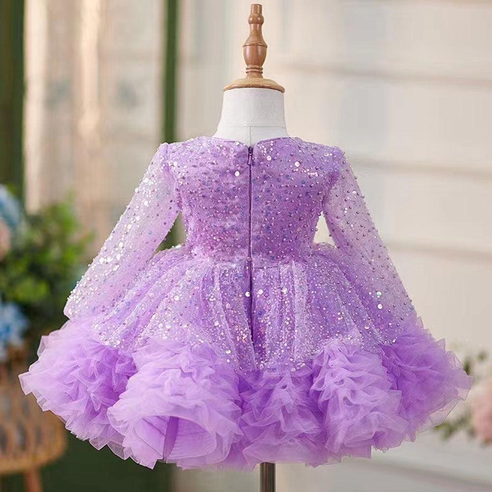 Jill Wish Luxury Girl Dress Sequined for Baby Kids Birthday Wedding Party J152