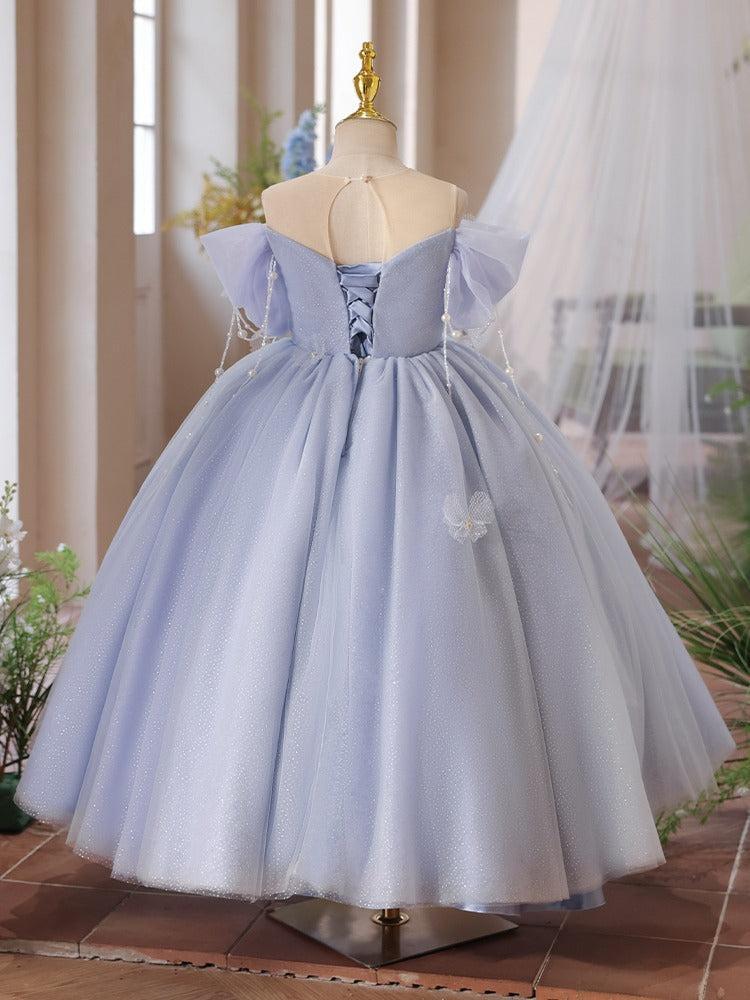 Jill Wish Luxury Lilac Girl Dress Beadeds Arabic with Cap J107