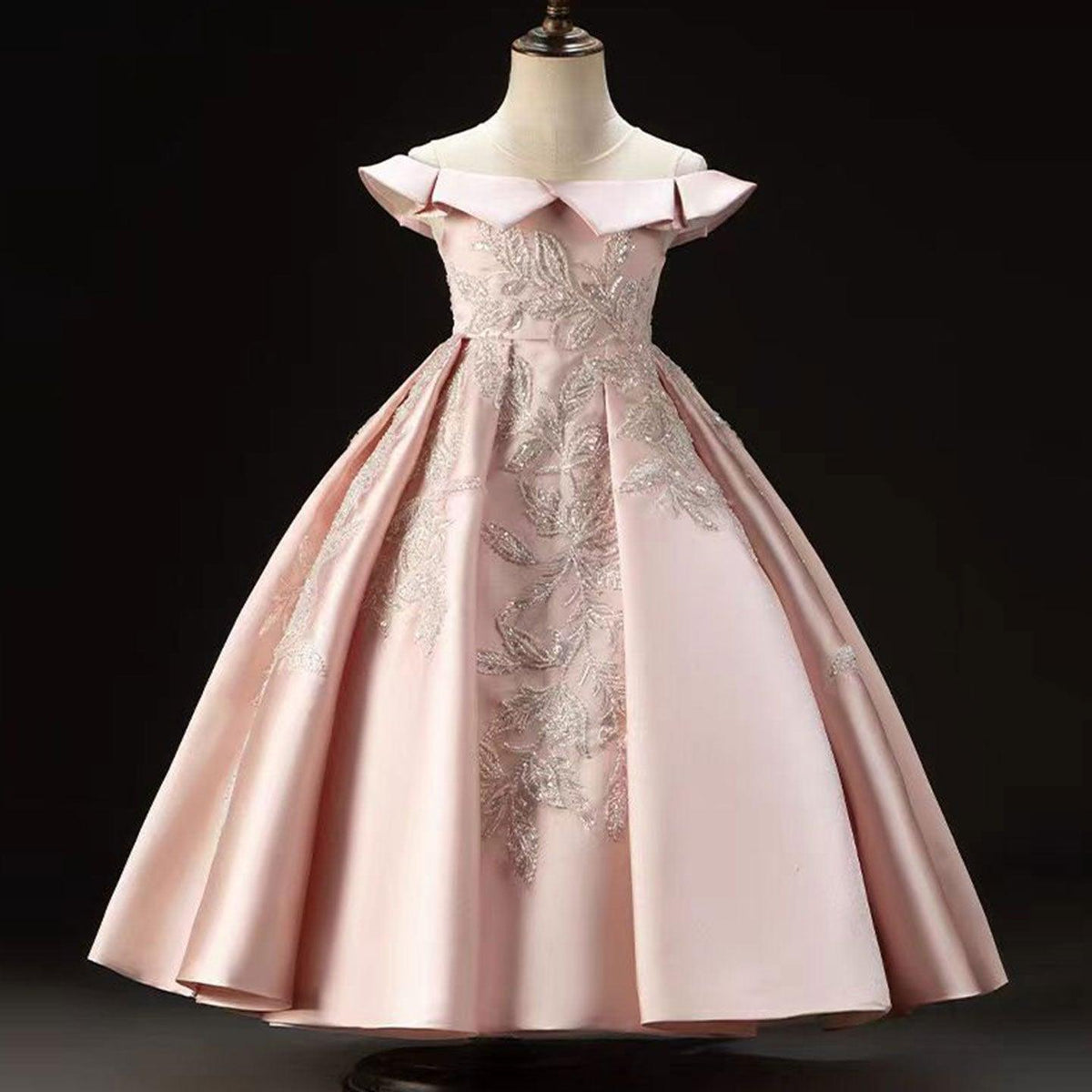 Jill Wish Luxury Pink Flower Girl Dress Appliques Sequined Princess Ball Gown J129