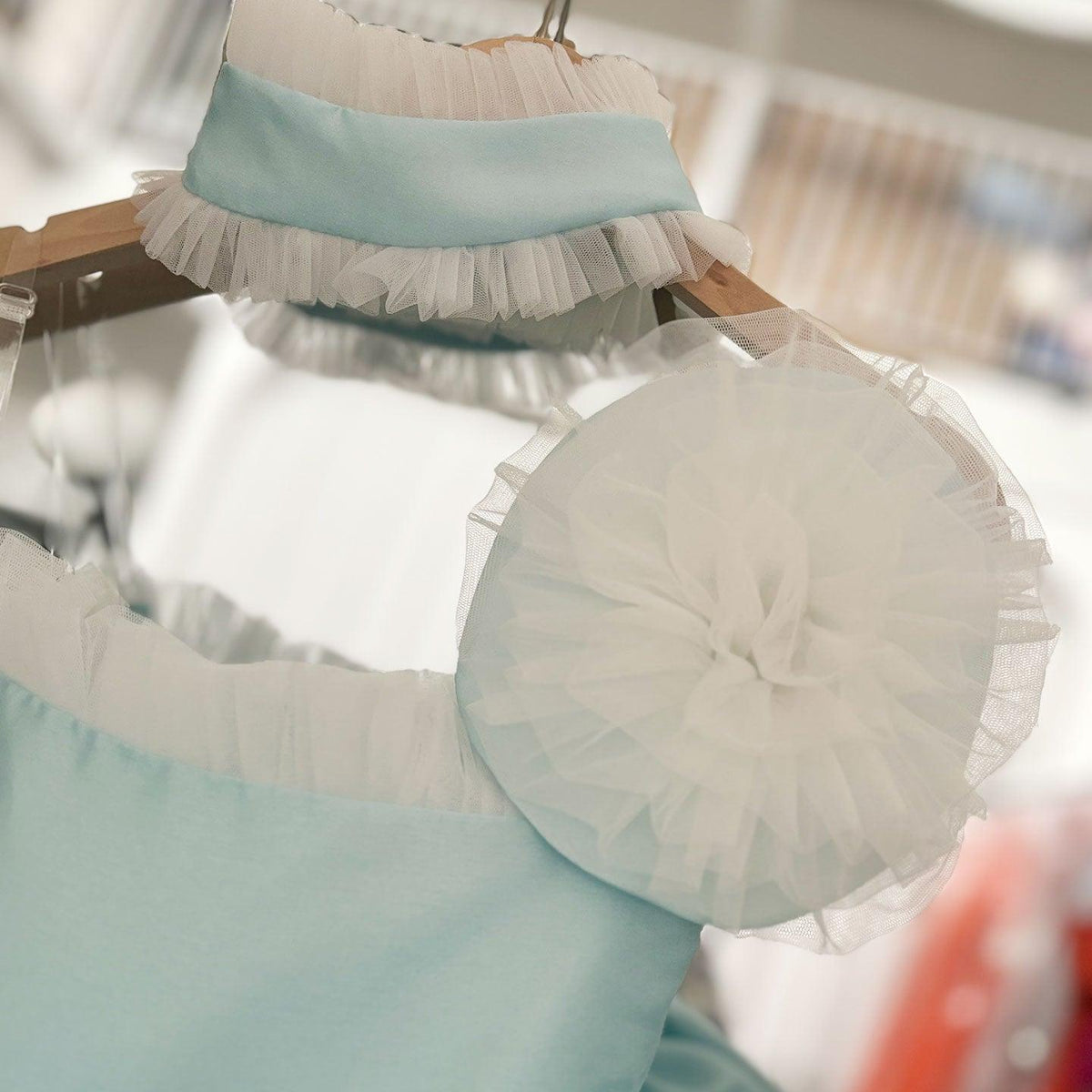 Jill Wish Luxury Sky Blue Arabric Girl Dress with Headgear Kids Princess J194