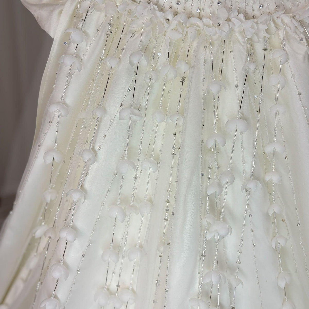 Jill Wish Luxury White Dubai Girl Dress Beaded Pearls Satin Arabic Princess J153