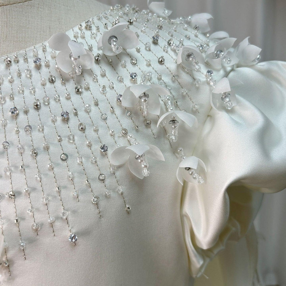 Jill Wish Luxury White Dubai Girl Dress Beaded Pearls Satin Arabic Princess J153