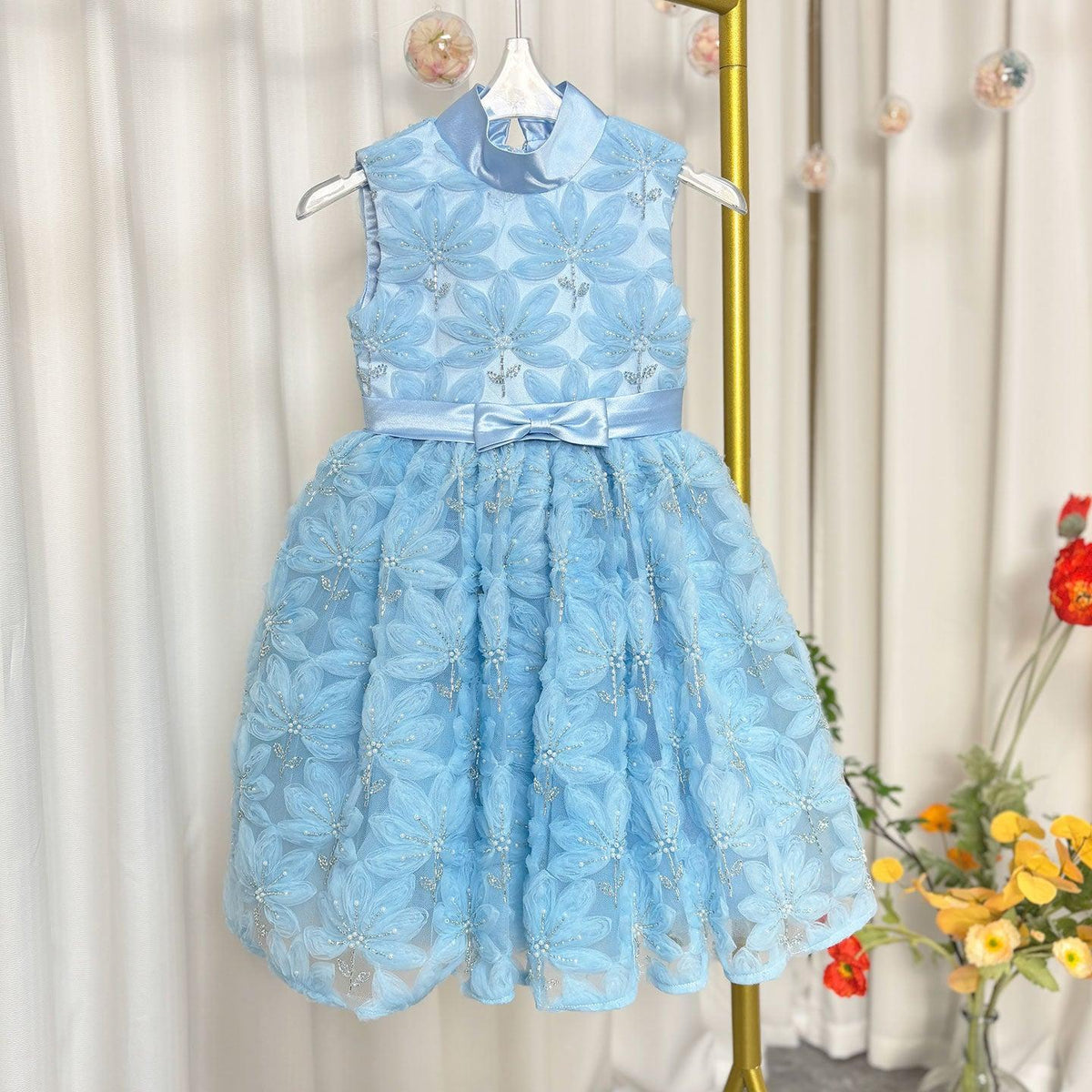 Jill Wish Pink Girl Dress Beads Flowers Princess Birthday Party Gown J130