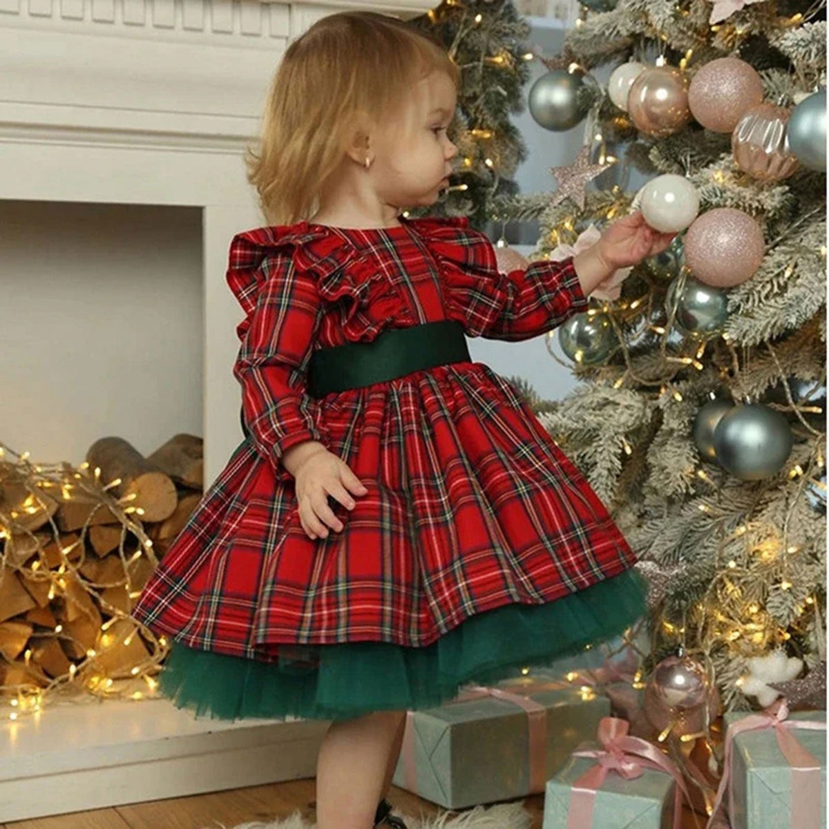 Jill Wish Red Long Sleeve Christmas Girl Dress Birthday Ball Gown J278