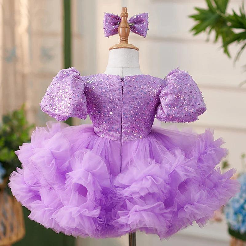 Jill Wish Sequins Lilac Knee Length Princess Flower Girl Dress J286