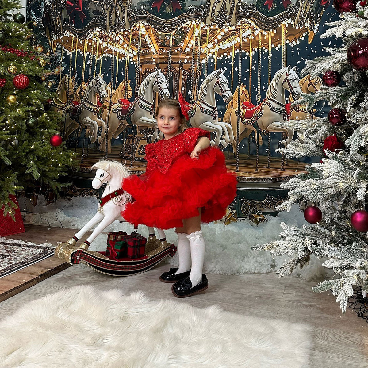 Jill Wish Sequins Lilac Knee Length Princess Flower Girl Dress J286