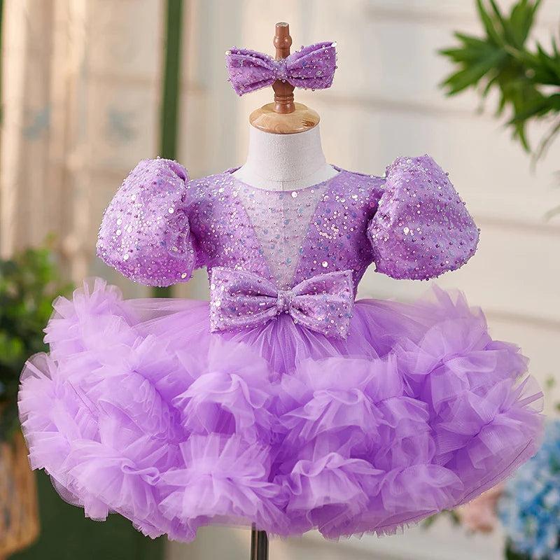 Jill Wish Sequins Lilac Knee Length Princess Flower Girl Dress J286