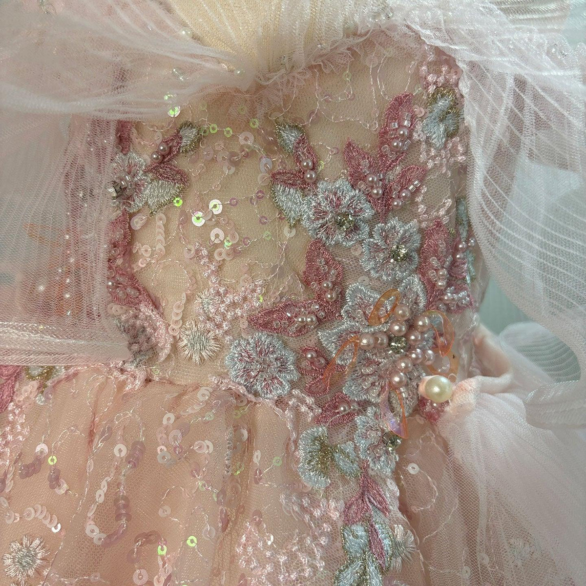 Jill Wish Sparkly Arabic Pink Girl Dress Beaded Pearls Dubai Kids Princess J047