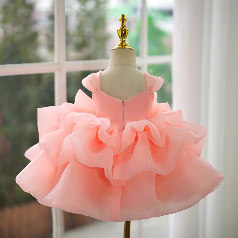 Jill Wish White Baby Girl Dress Pink for Birthday First Communion Party J317