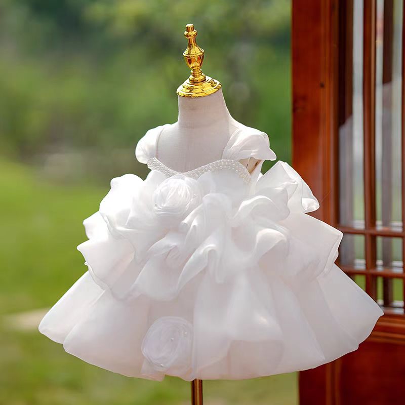 Jill Wish White Baby Girl Dress Pink for Birthday First Communion Party J317