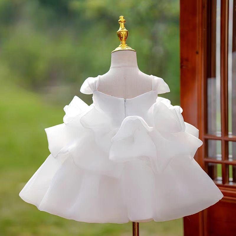 Jill Wish White Baby Girl Dress Pink for Birthday First Communion Party J317