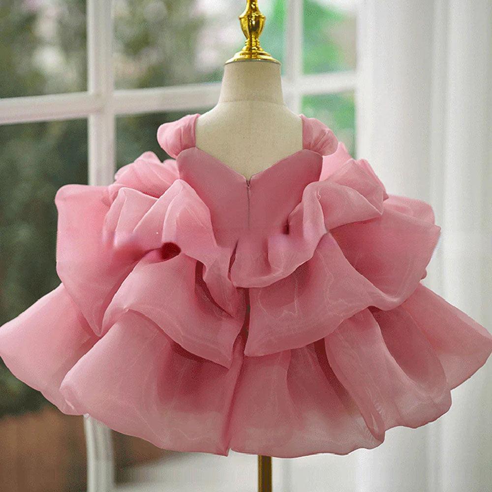 Jill Wish White Baby Girl Dress Pink for Birthday First Communion Party J317
