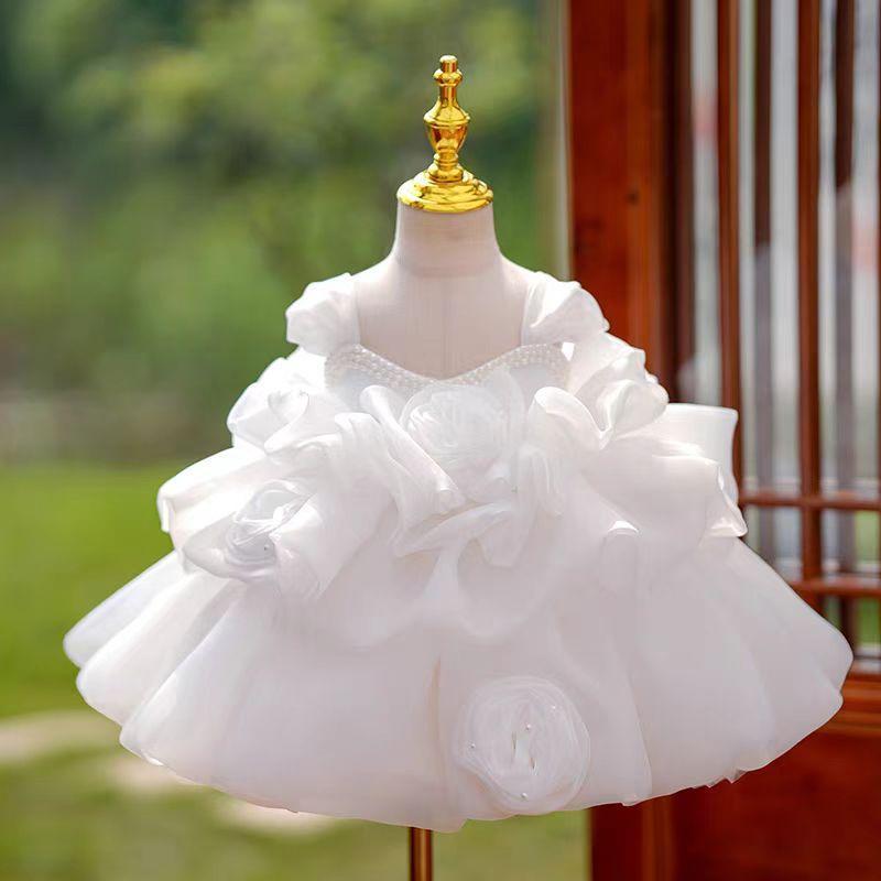 Jill Wish White Baby Girl Dress Pink for Birthday First Communion Party J317