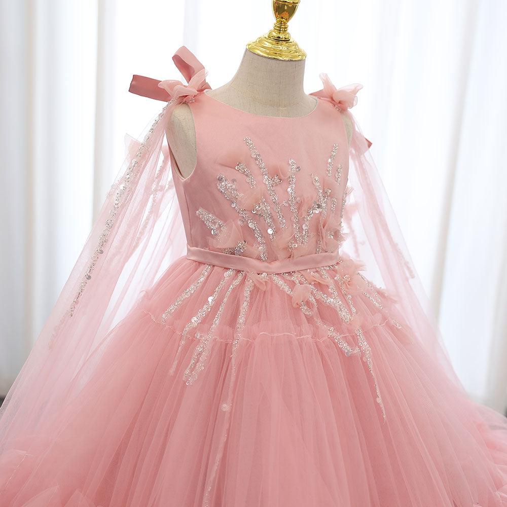 Jill Wish White Flower Girl Dress Beading Pearls with Cape Princess Kids J070