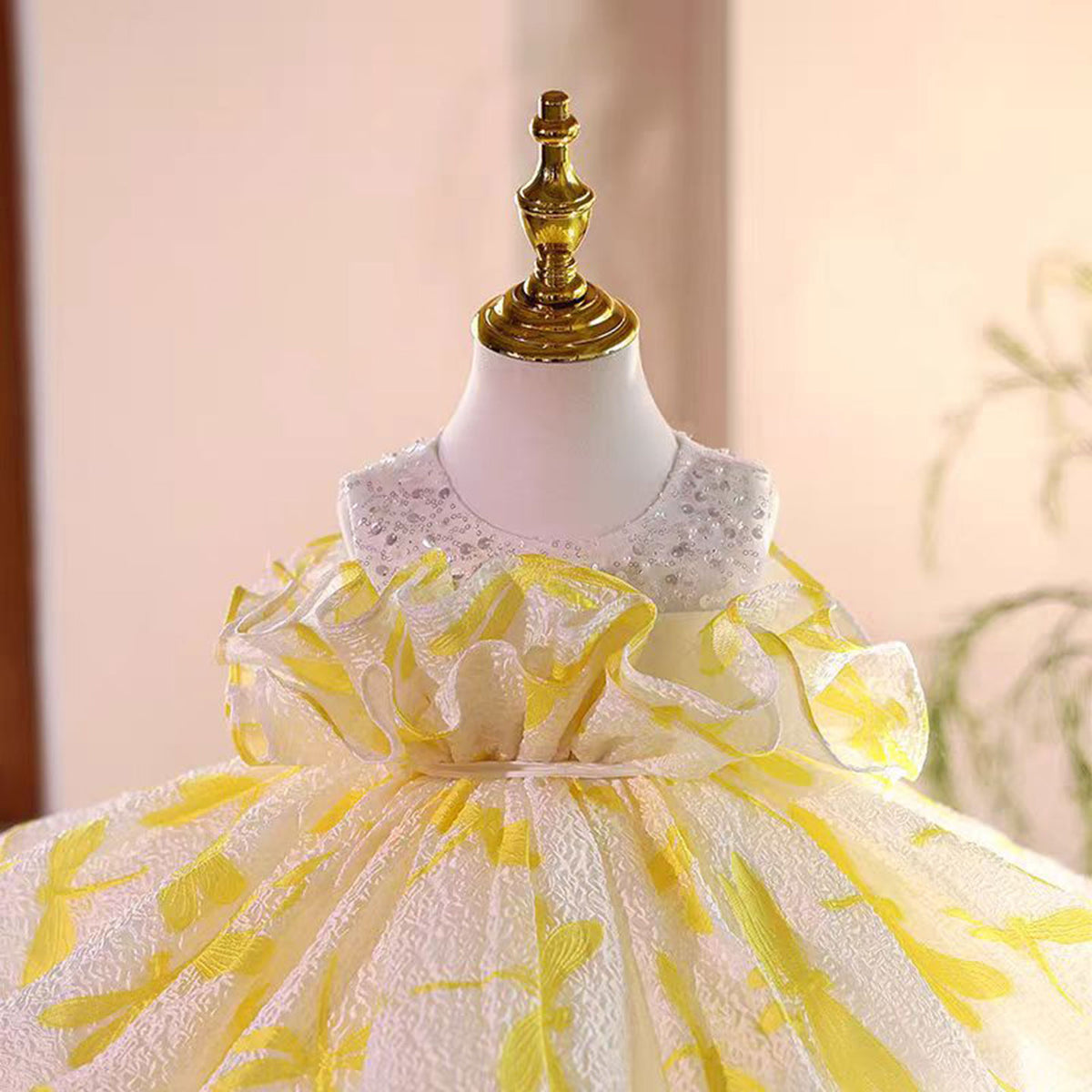 Jill Yellow Flower Girl Dress Princess Kids 1st Birthday Ball Gown J484