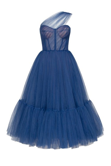 Lilac Tulle One Shoulder Short Evening Dress Ruffled Tea Length Pink Cocktail Party Dresses