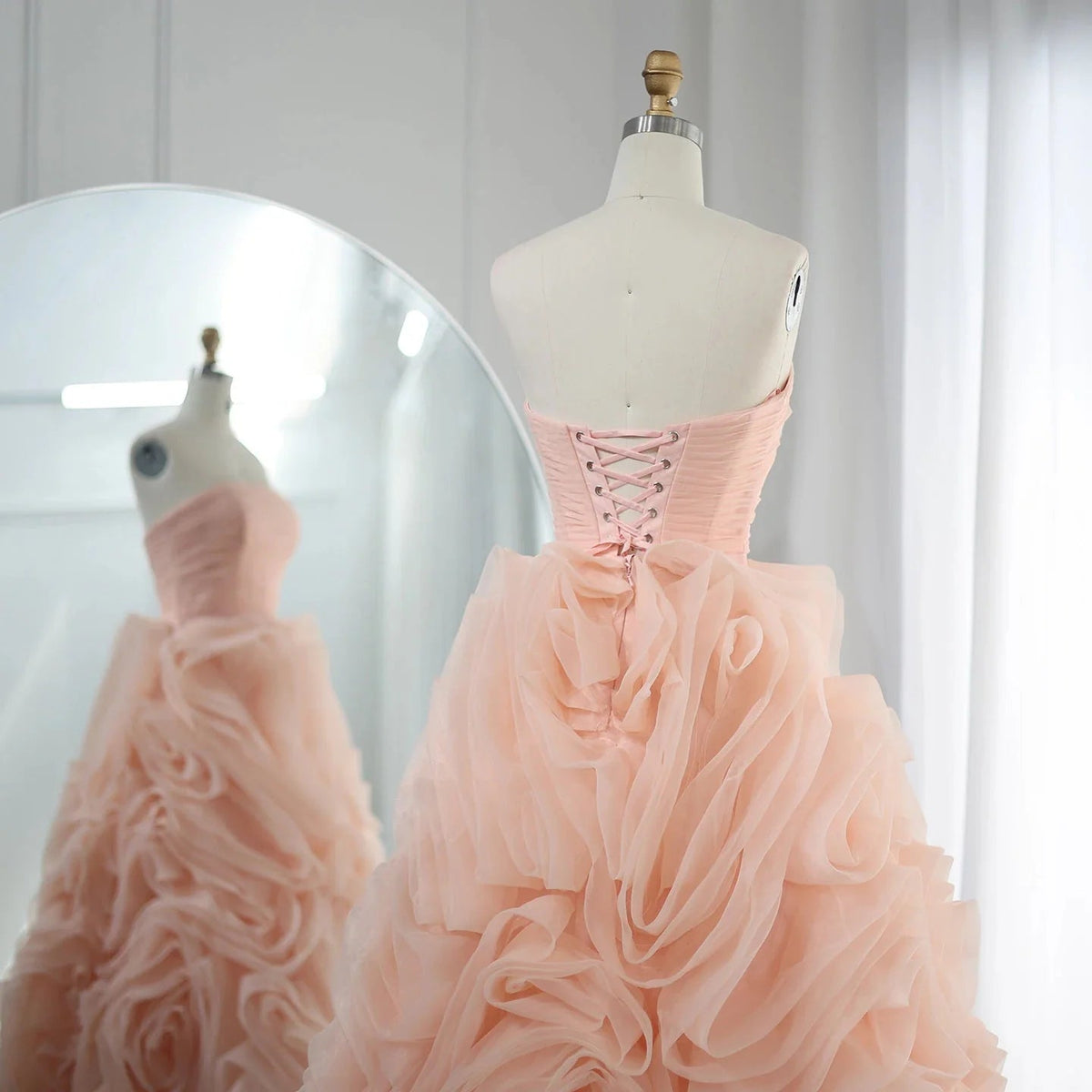 Luxury 3D Rose Flower Pink Short Evening Dresses SS343