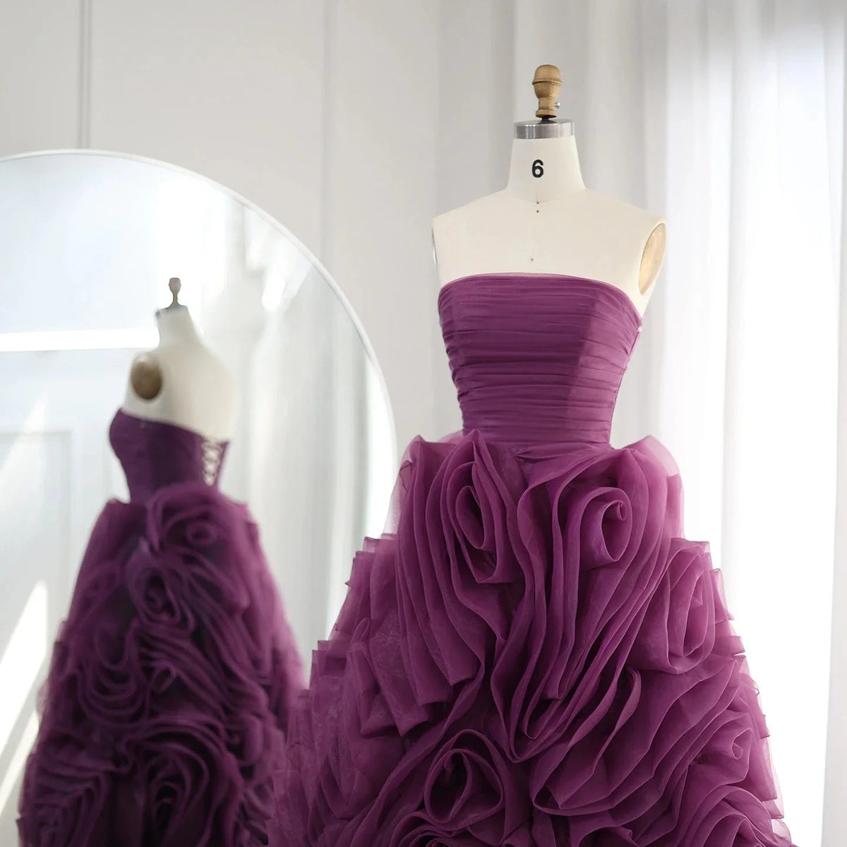 Luxury 3D Rose Flower Pink Short Evening Dresses SS343