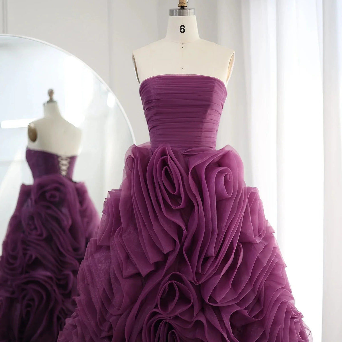 Luxury 3D Rose Flower Pink Short Evening Dresses SS343