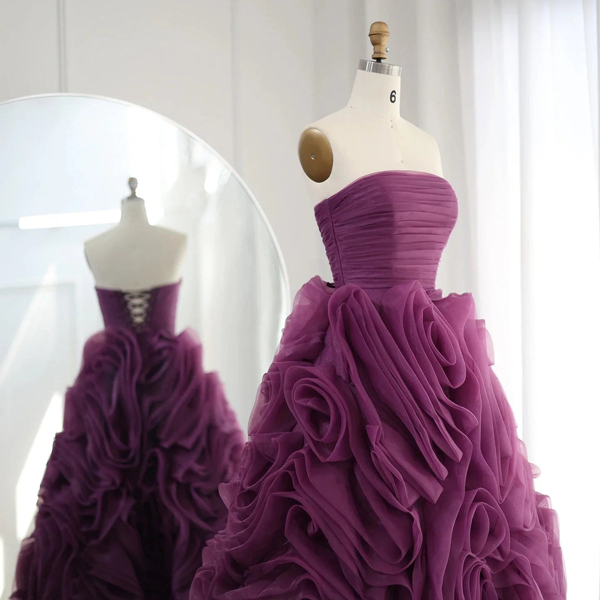 Luxury 3D Rose Flower Pink Short Evening Dresses SS343
