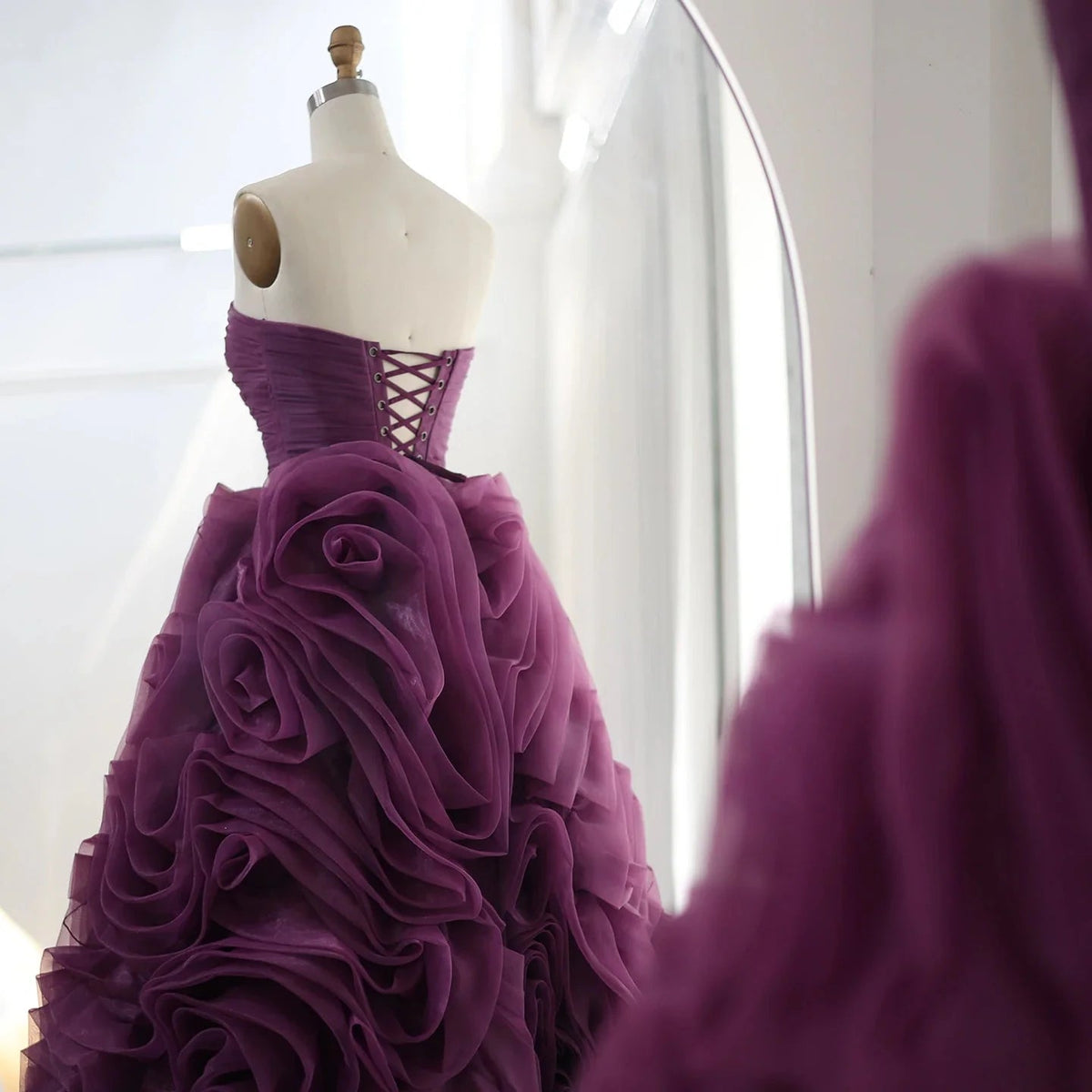 Luxury 3D Rose Flower Pink Short Evening Dresses SS343