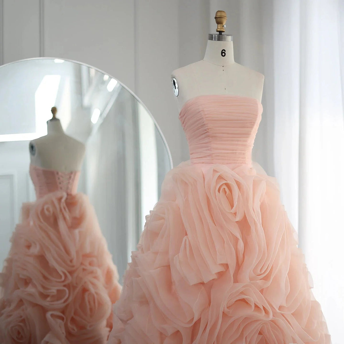 Luxury 3D Rose Flower Pink Short Evening Dresses SS343