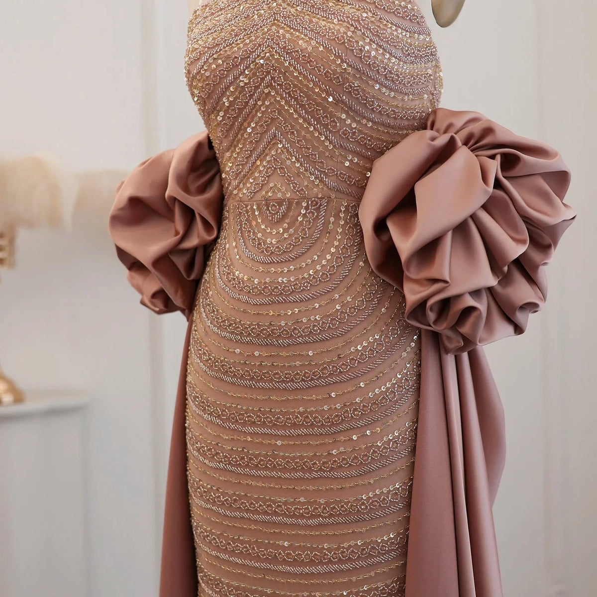 Luxury Arabic Dusty Rose Evening Dresses with Cape Dubai Elegant Strapless Midi Women Wedding Party Gowns 2024 SS492