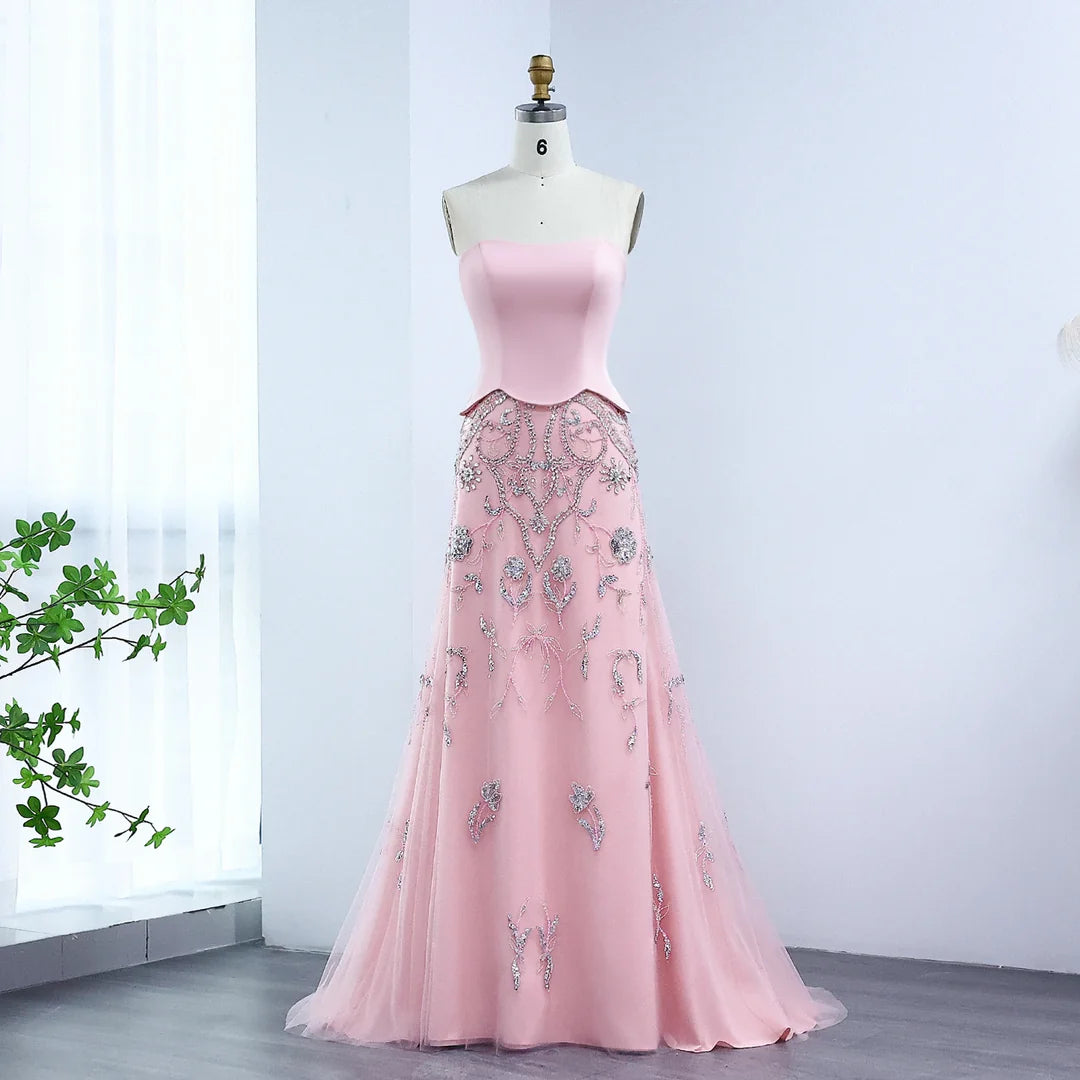 Luxury Arabic Evening Dress Wedding Formal Party Gowns SS254 no cap