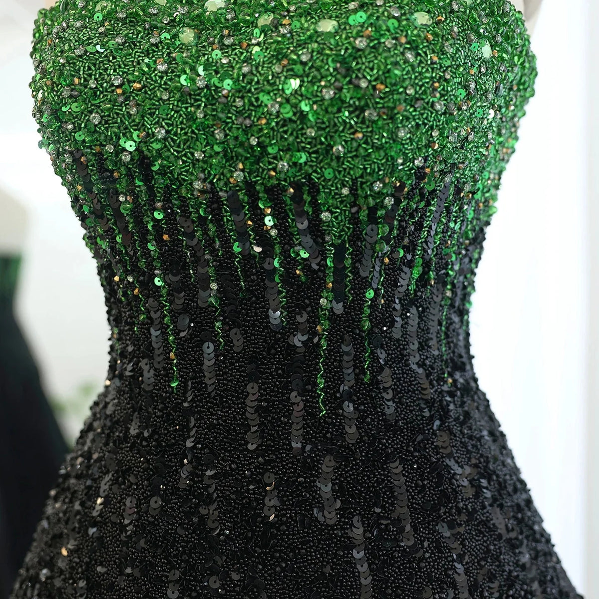 Luxury Beaded Black Green Strapless Dubai Evening Dress for Women Wedding 2024 Elegant Midi Formal Party Gowns SS224