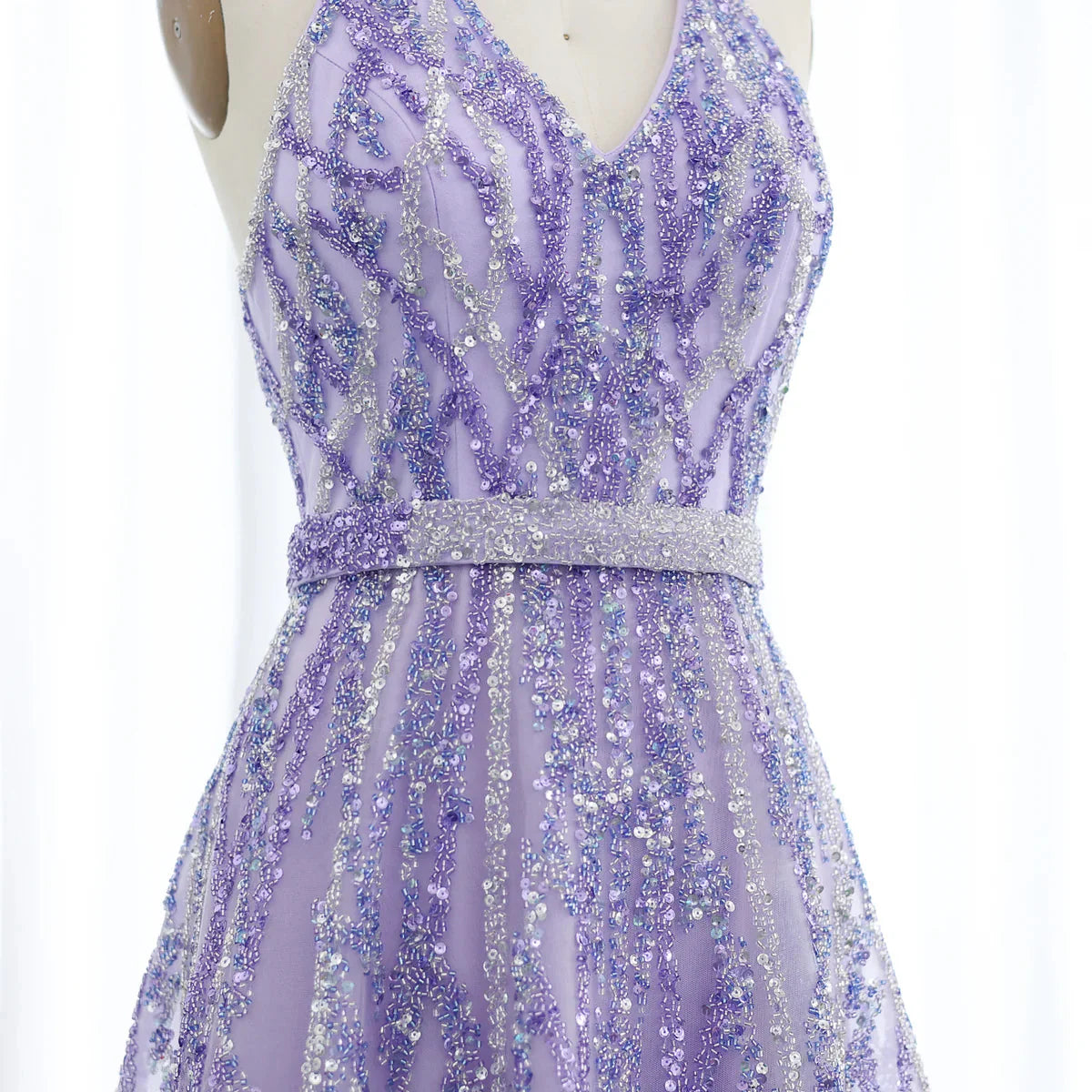 Luxury Beaded Lemon Green Halter High Low Evening Dresses SS472