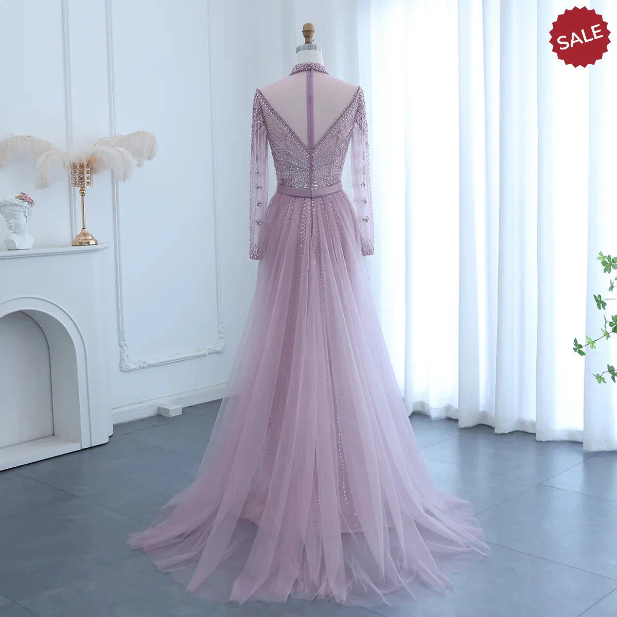 Luxury Champagne Mermaid Dubai Evening Dress with Detachable Overskirt Arabic Women Wedding Formal Party Gowns SS265