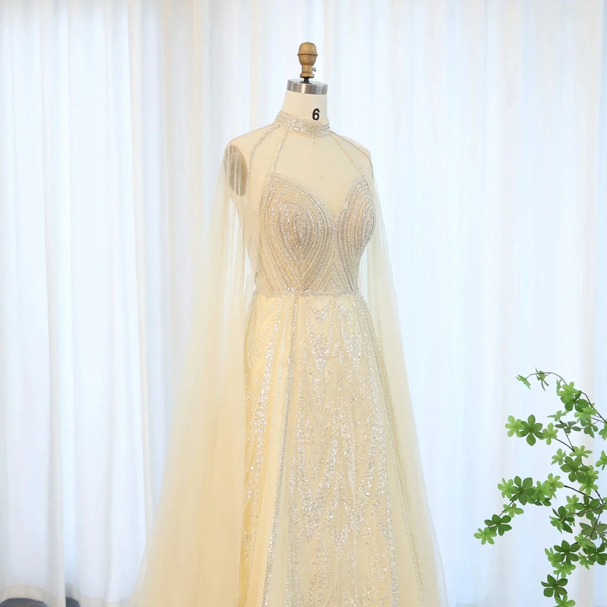 Luxury Dubai A-line Blue Evening Dress with Cape Sleeves Elegant Pink Yellow Plus Size for Women Wedding Party SS090