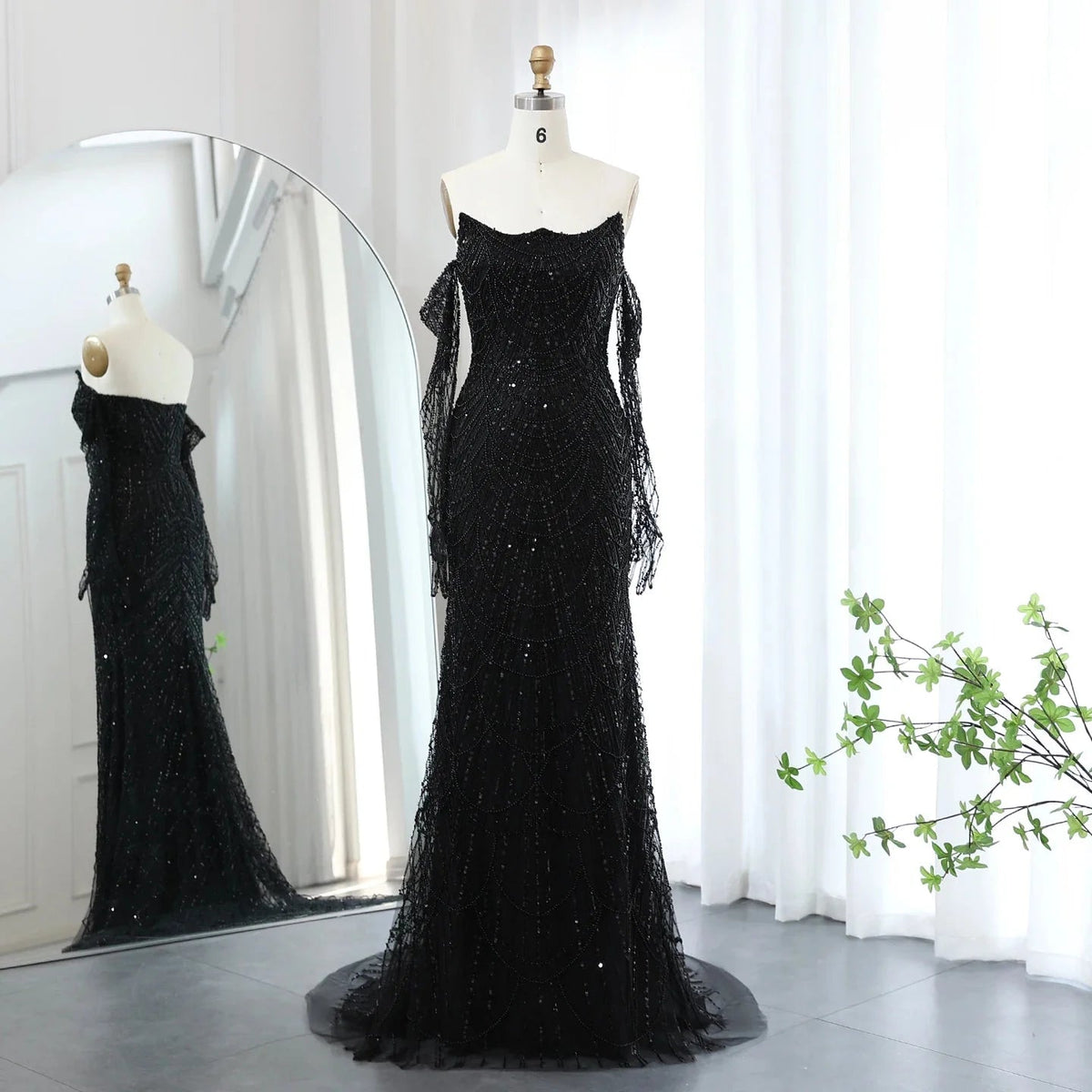 Luxury Dubai Mermaid Green Evening Dresses with Gloves Elegant Saudi Arabia Women Wedding Party Gowns SS306