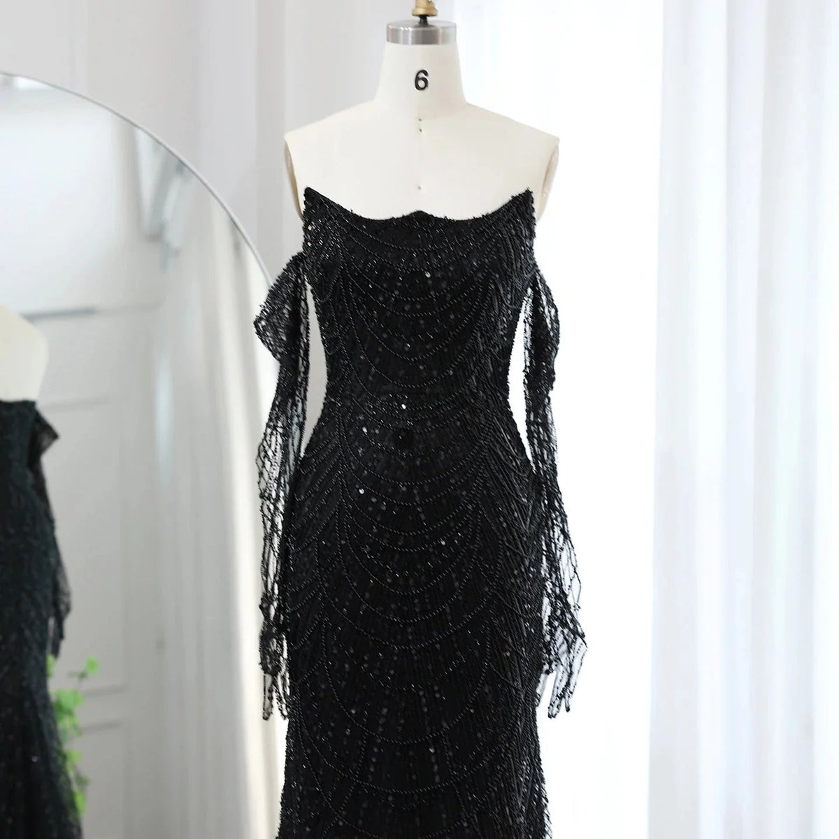Luxury Dubai Mermaid Green Evening Dresses with Gloves Elegant Saudi Arabia Women Wedding Party Gowns SS306