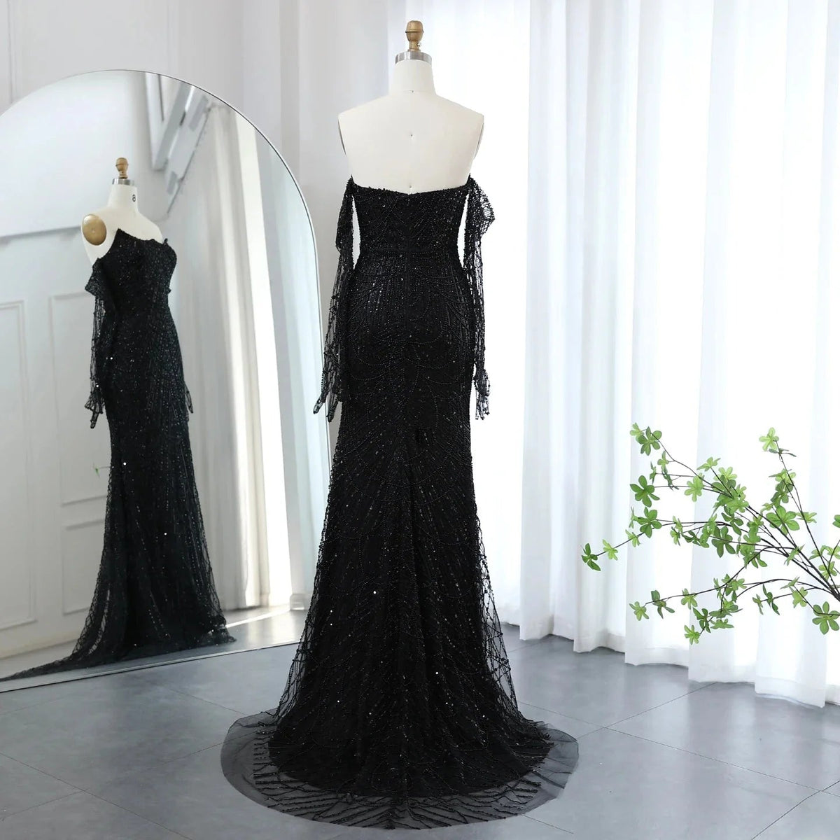 Luxury Dubai Mermaid Green Evening Dresses with Gloves Elegant Saudi Arabia Women Wedding Party Gowns SS306