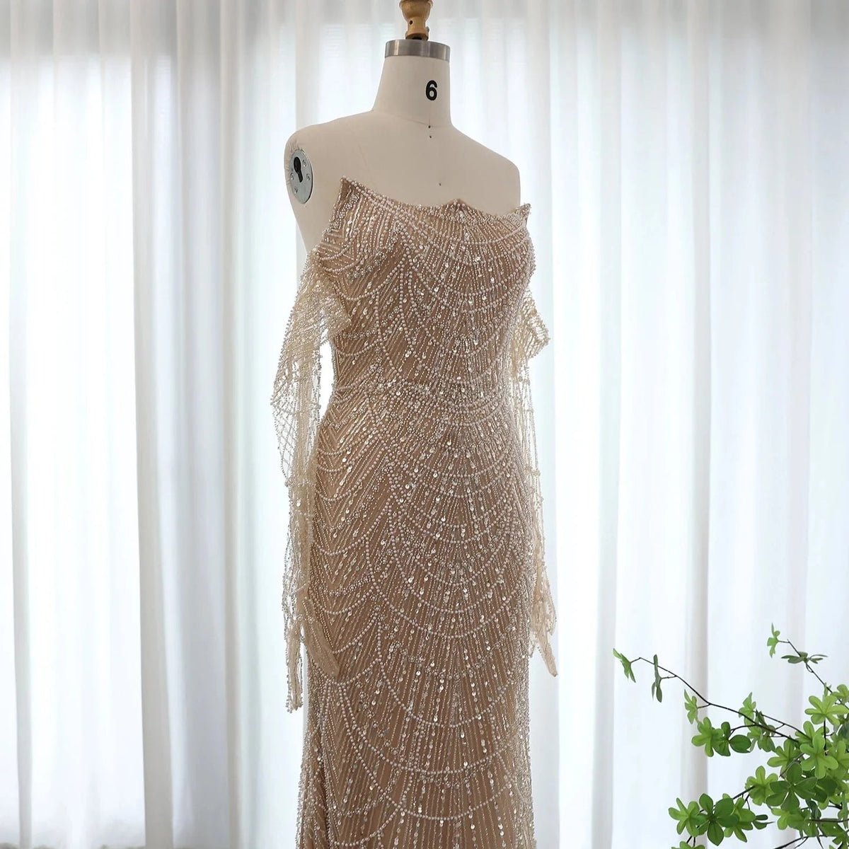 Luxury Dubai Mermaid Green Evening Dresses with Gloves Elegant Saudi Arabia Women Wedding Party Gowns SS306