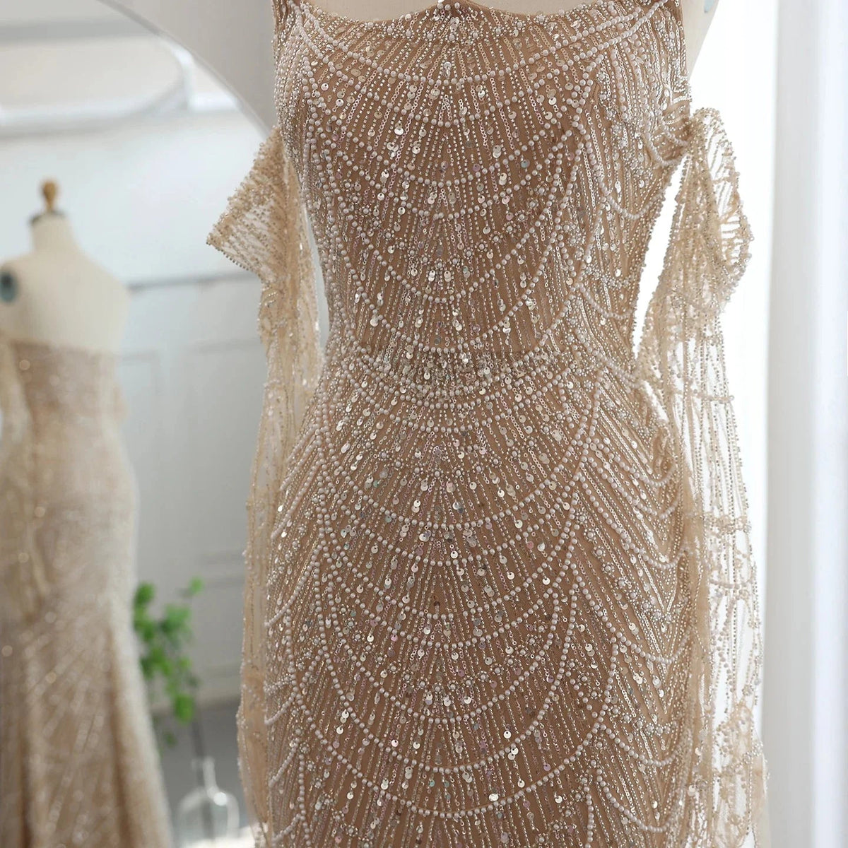 Luxury Dubai Mermaid Green Evening Dresses with Gloves Elegant Saudi Arabia Women Wedding Party Gowns SS306