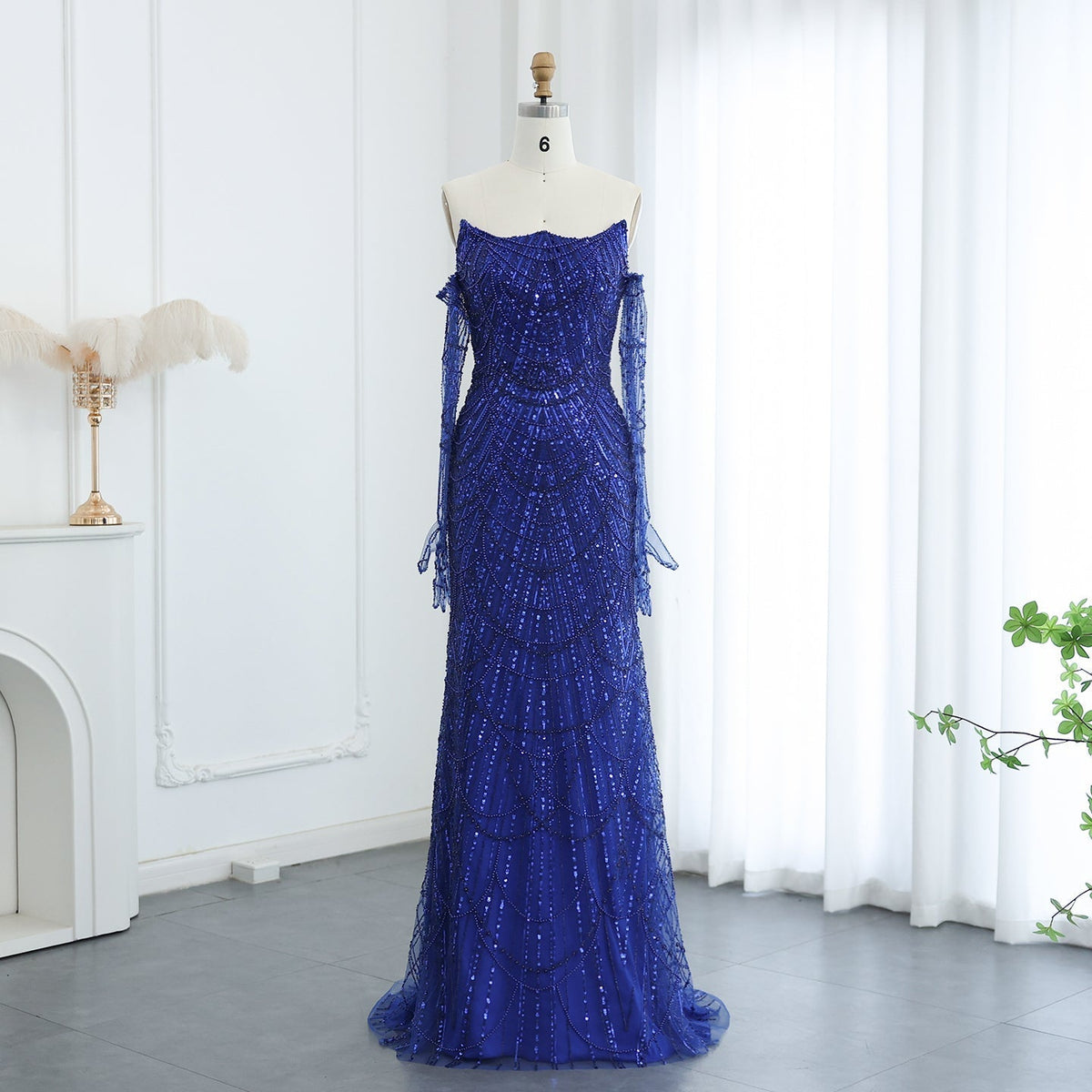 Luxury Dubai Mermaid Green Evening Dresses with Gloves Elegant Saudi Arabia Women Wedding Party Gowns SS306