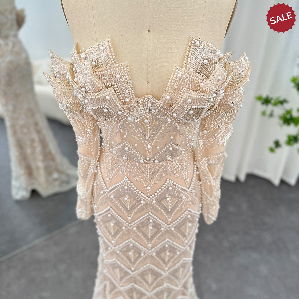 Luxury Dubai Mermaid Off Shoulder Evening Dresses for Women Wedding Party 2024 Elegant Long Prom Formal Gowns SS371