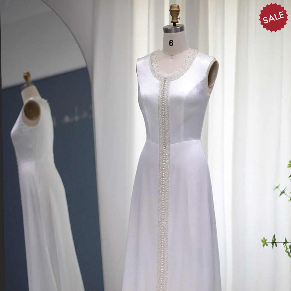 Luxury Dubai Moroccan Kaftan Ivory Evening Dresses for Women Wedding Party Elegant Long Sleeve Muslim Arabic Formal Dress SS439