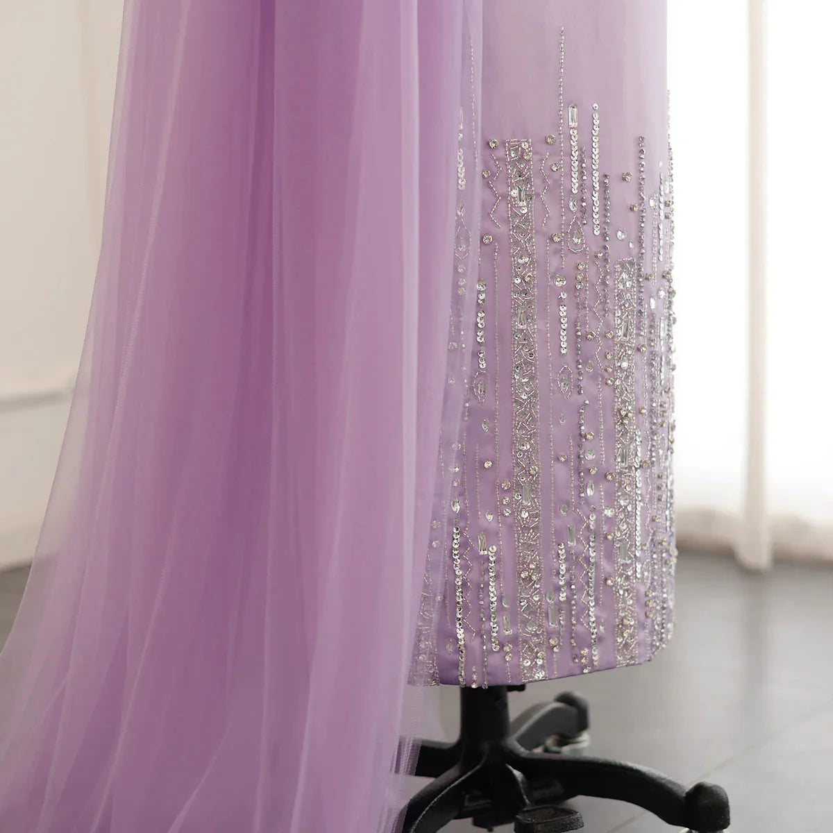Luxury Dubai One Lilac Shoulder Evening Dress with Overskirt 2024 Arabic Women Sage Green Wedding Party Gowns SS405