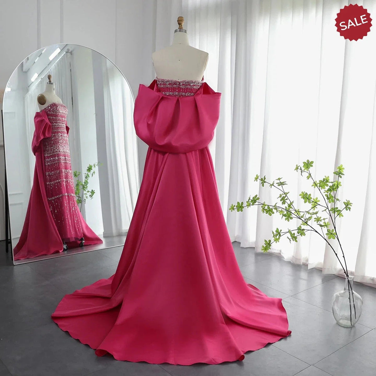 Luxury Dubai Sage Green Evening Dresses with Cape Arabic Blue Beaded Elegant Women Wedding Party Gowns SS238