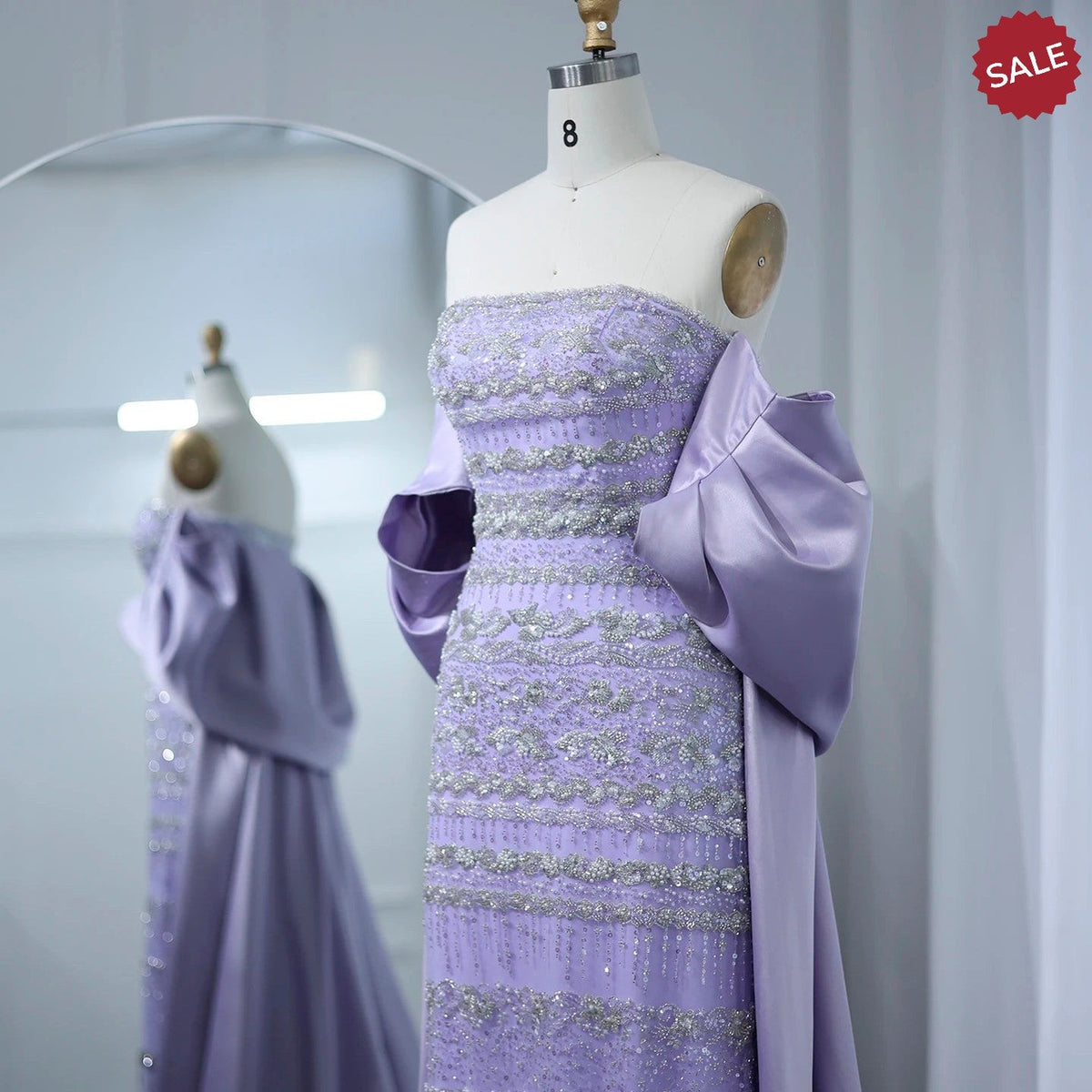 Luxury Dubai Sage Green Evening Dresses with Cape Arabic Blue Beaded Elegant Women Wedding Party Gowns SS238